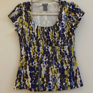 Ann Taylor Multicolor Abstract Short Sleeve Top, Size Small